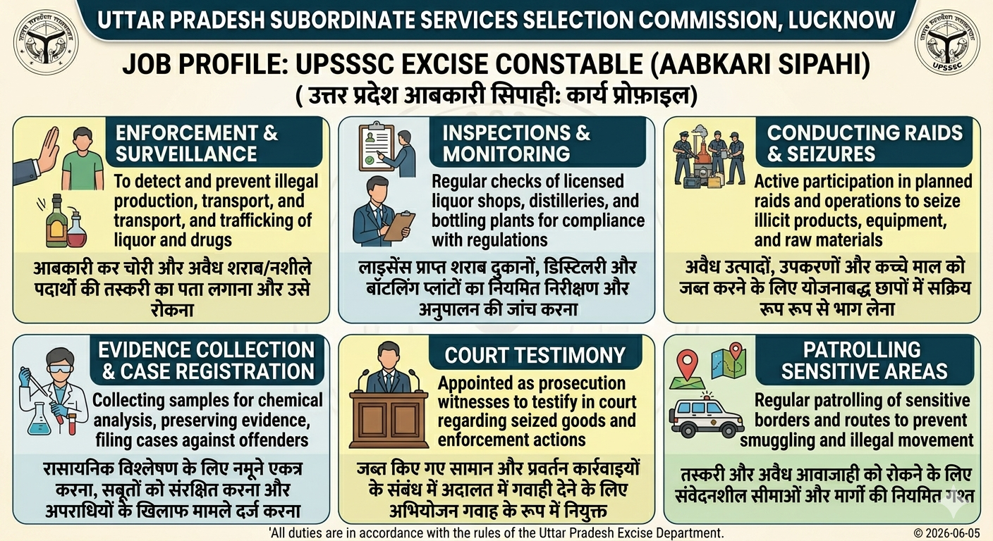 UPSSSC Abkari Sipahi (Excise Constable) 2026 सम्पूर्ण जानकारी (Syllabus, Cut-off & Job Profile)